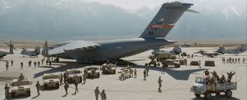 C-17 Globemaster III parked on desert airfield ramp