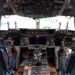 C-17 Globemaster III cockpit interior showing flight controls and avionics