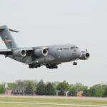 C-17 prototype T-1 (87-0025) landing at Edwards Air Force Base