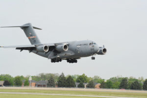 C-17 prototype T-1 (87-0025) landing at Edwards Air Force Base