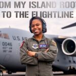 C-17 loadmaster poses in front of Globemaster III